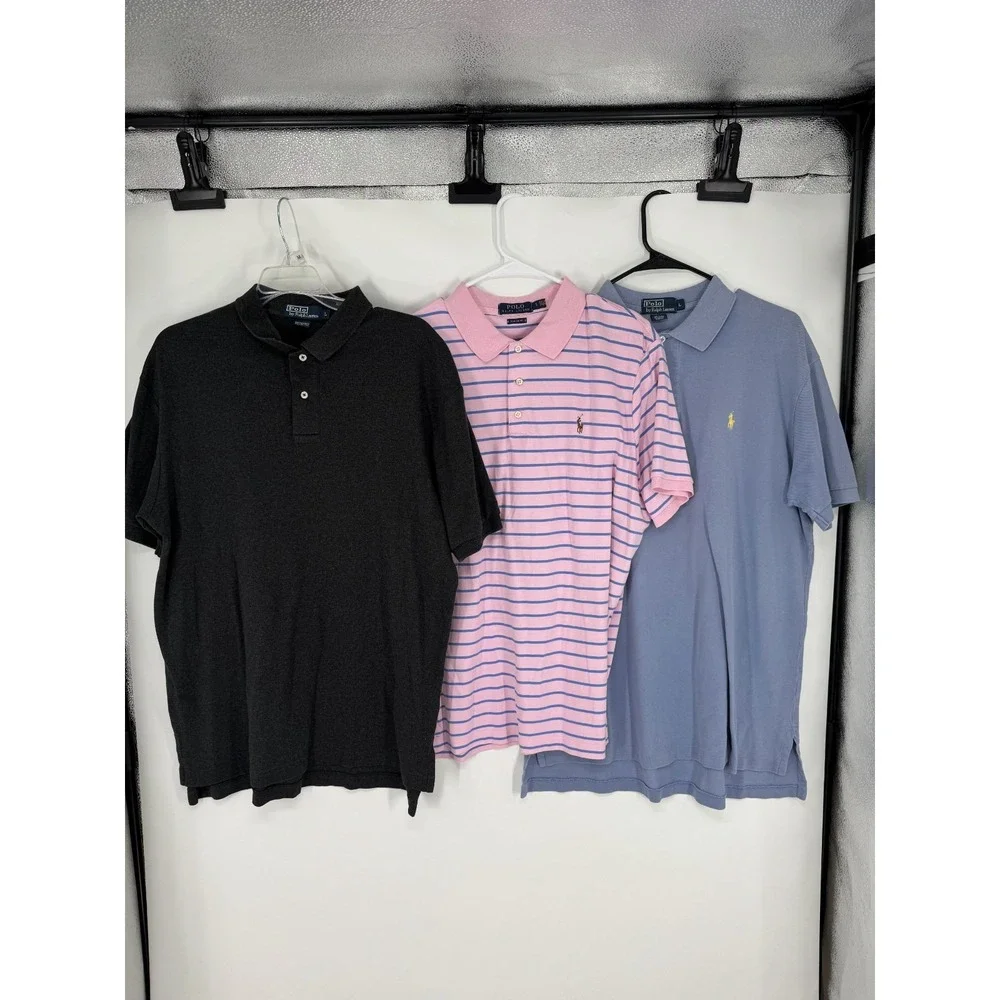 Lot Of 3 Polo Ralph Lauren Polo Shirt Mens Large Golf Short Sleeve 100%‎ Cotton